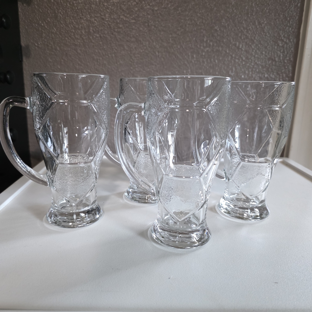 Vintage Coca-Cola Clear Glass Mug Set